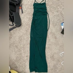 Long green dress with slit